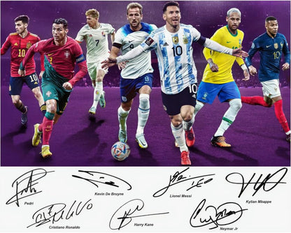 Ikonic Fotohaus Cristiano Ronaldo Lionel Messi Neymar Jr Kane Pedri Mbape Signed Photo Autograph Print Wall Art Home Decor