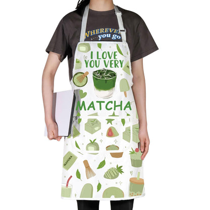JNIAP Matcha Apron Matcha Lover Gifts Matcha Green Tea Gifts I Love You Very Matcha Gifts Matcha Tea Drinkers Gifts