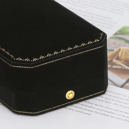 KUKUVR Velvet Necklace Box, Octagonal Luxury Pendant Gift Box for Wedding Engagement Proposal for Women (Black)