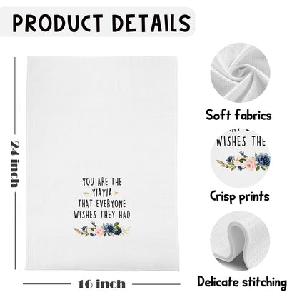 Yiayia Grandma Gifts Kitchen Towels, Grandma Gift from Granddaughter Grandson Dish Tea Towel, Gifts for Yiayia Grandmother Decorative Hand Towels for Kitchen Bathroom, 16x24 Inches
