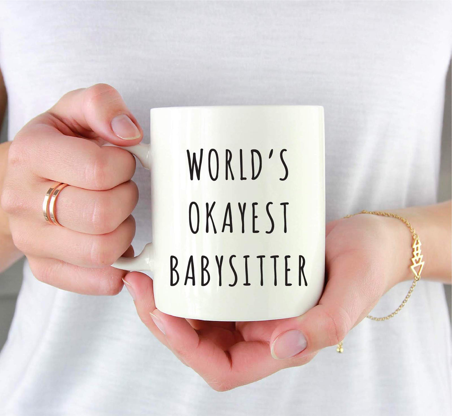 Andaz Press Funny 11oz. Coffee Mug Gag Gift, Playful, World's Okayest Babysitter, 1-Pack with Gift Box