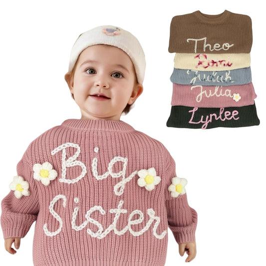 Personalized Baby Name Sweater,Toddler Baby Girl Boy Knit Sweater Gifts, Custom Newborn Girl Clothes Cardigan,Baby Sister Sweater. Multicolor