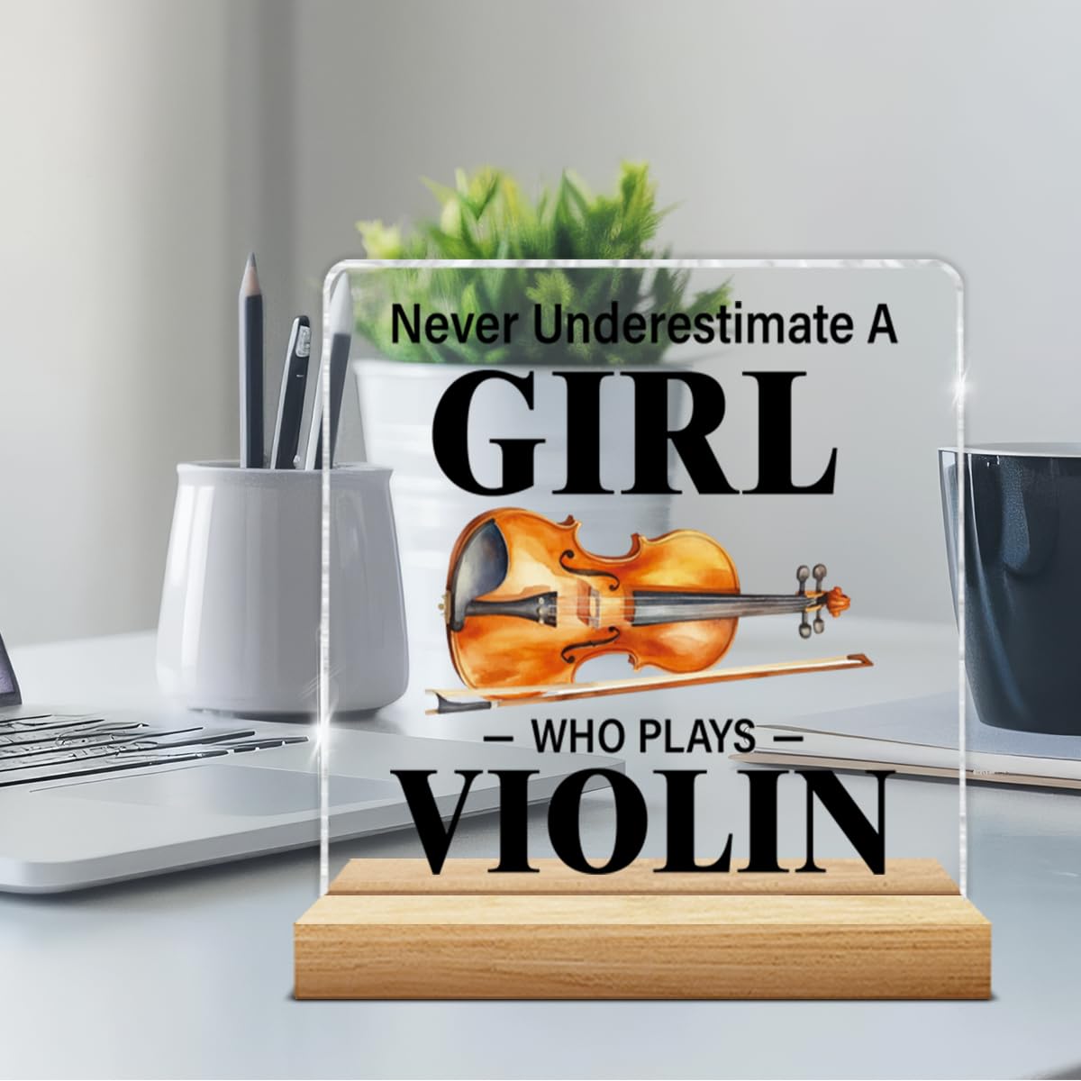 Violin Player Gifts for Women Young Violin Player Lover, Violinist Gifts for Girl Music Teacher Musician, Acrylic Plaque Sign Home Office Decor