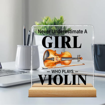 Violin Player Gifts for Women Young Violin Player Lover, Violinist Gifts for Girl Music Teacher Musician, Acrylic Plaque Sign Home Office Decor