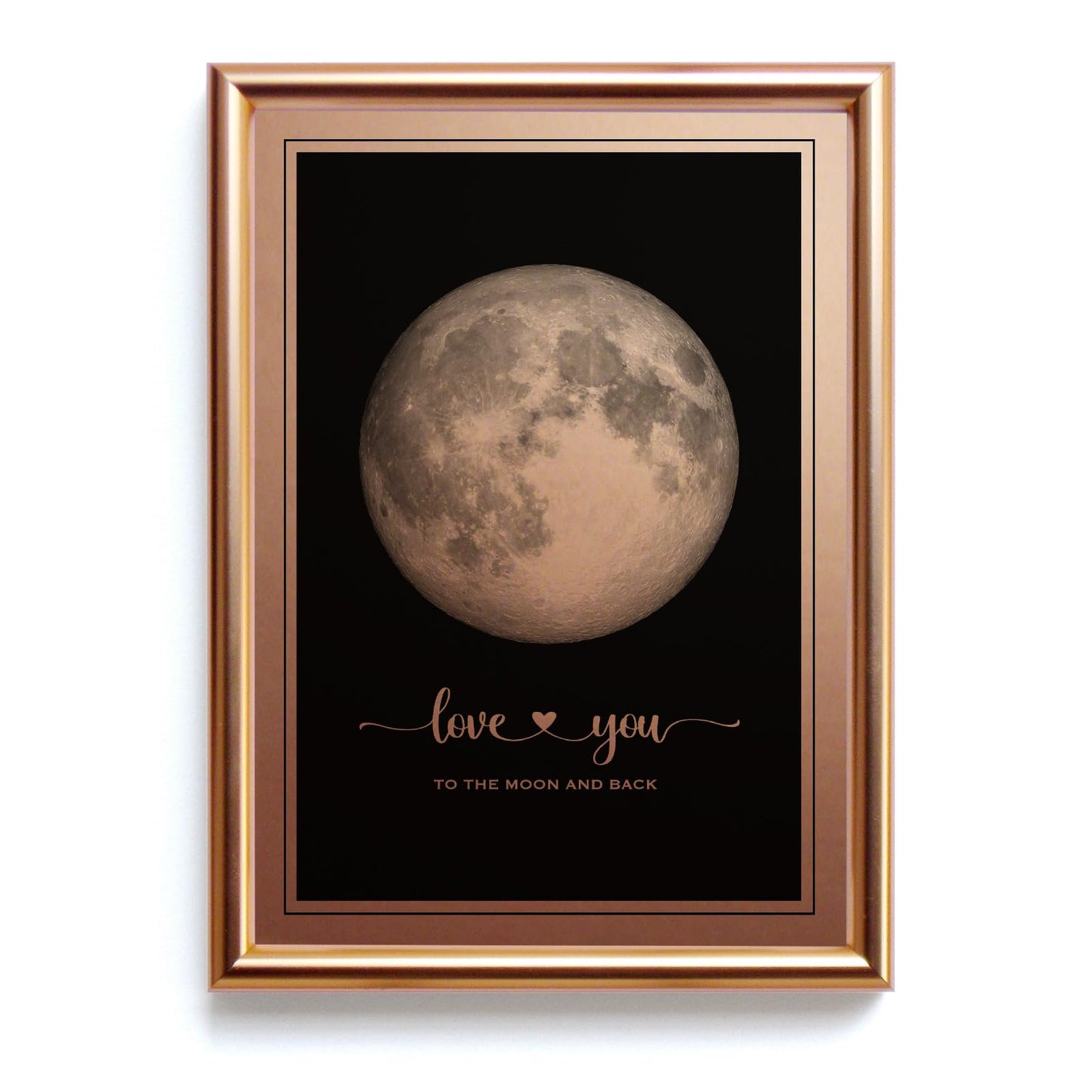IGREAN I Love You to the Moon and Back - Bronze Moon Print in Frame, Great Gift for Special Occasion, Engagement, Wedding, Anniversary, Mother 's Day Gift