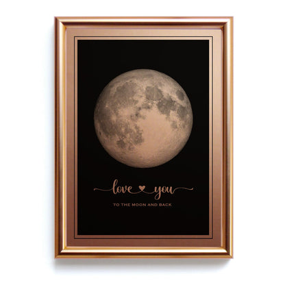 IGREAN I Love You to the Moon and Back - Bronze Moon Print in Frame, Great Gift for Special Occasion, Engagement, Wedding, Anniversary, Mother 's Day Gift