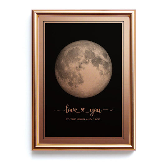 IGREAN I Love You to the Moon and Back - Bronze Moon Print in Frame, Great Gift for Special Occasion, Engagement, Wedding, Anniversary, Mother 's Day Gift