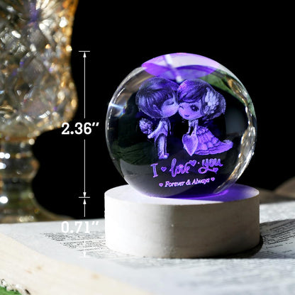 Love You Gift for Her Lovers 3D Crystal Ball Couple Gift Valentine's Gifts idea for Women 60mm Glass Romantic Gift for Wife Globe Decor I Love You Gifts Anniversary Christmas Birthday Gifts