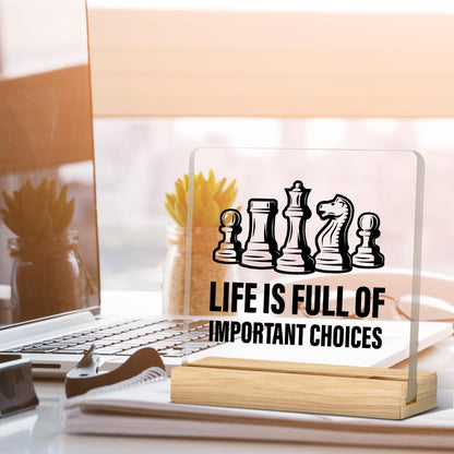 Zauly Acrylic Decorative Signage, 4x4 inches, Chess Lovers Gifts, Modern Design