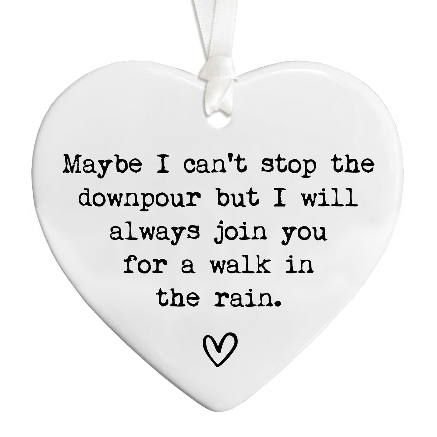 Friendship Gifts for Women, Ceramic Heart Keepsake Ornament “Maybe I Can’t Stop the Downpour” Encouragement Keepsake for Best Friend, Sister, Tough Times Support with Gift Box, 3 Inch