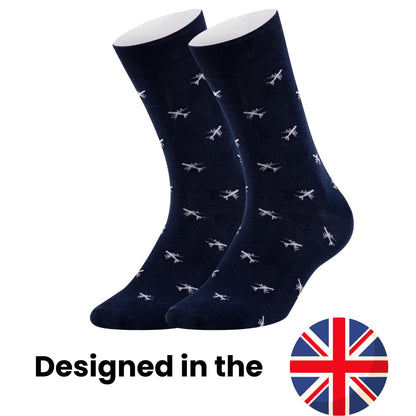 Airplane Socks - Funny Plane Socks - Funny Aeroplane Gift for Men - 1 Pair, Size 9-12