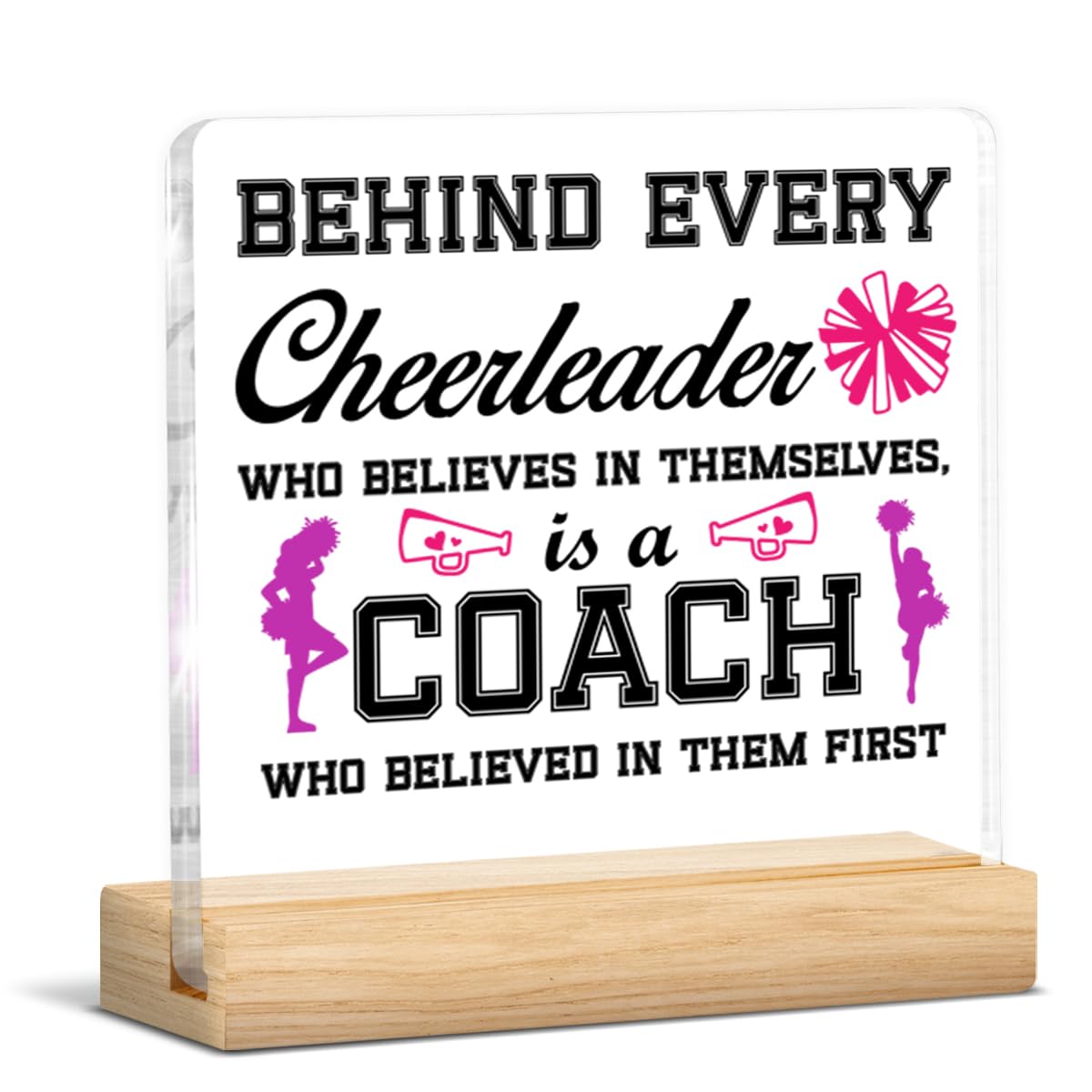 Cheer Coach Gifts, Gift for Cheerleading Coach Thank You Appreciation Birthday Retirement End of Year, Acrylic Plaque Sign Home Office Decor