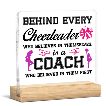 Cheer Coach Gifts, Gift for Cheerleading Coach Thank You Appreciation Birthday Retirement End of Year, Acrylic Plaque Sign Home Office Decor