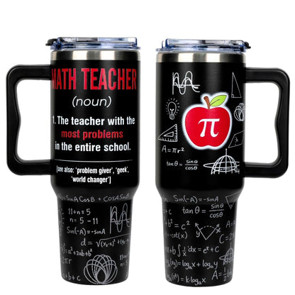 Math Teacher Appreciation Gifts for Men Women, Funny Math Teacher Gift for School, Teacher Appreciation Week Gifts, 40oz Tumbler with Handle, Teacher End of Year Birthday Gifts