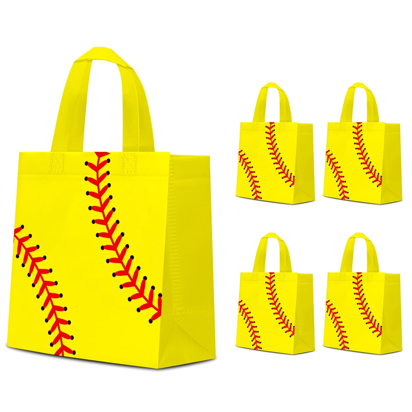 24 PCS Softball Gift Bags Sports Party Favor with Handles Reusable Softball Goodie Snack Favor Bag Non Woven Party Favor Bags for Sports Birthday Supplies