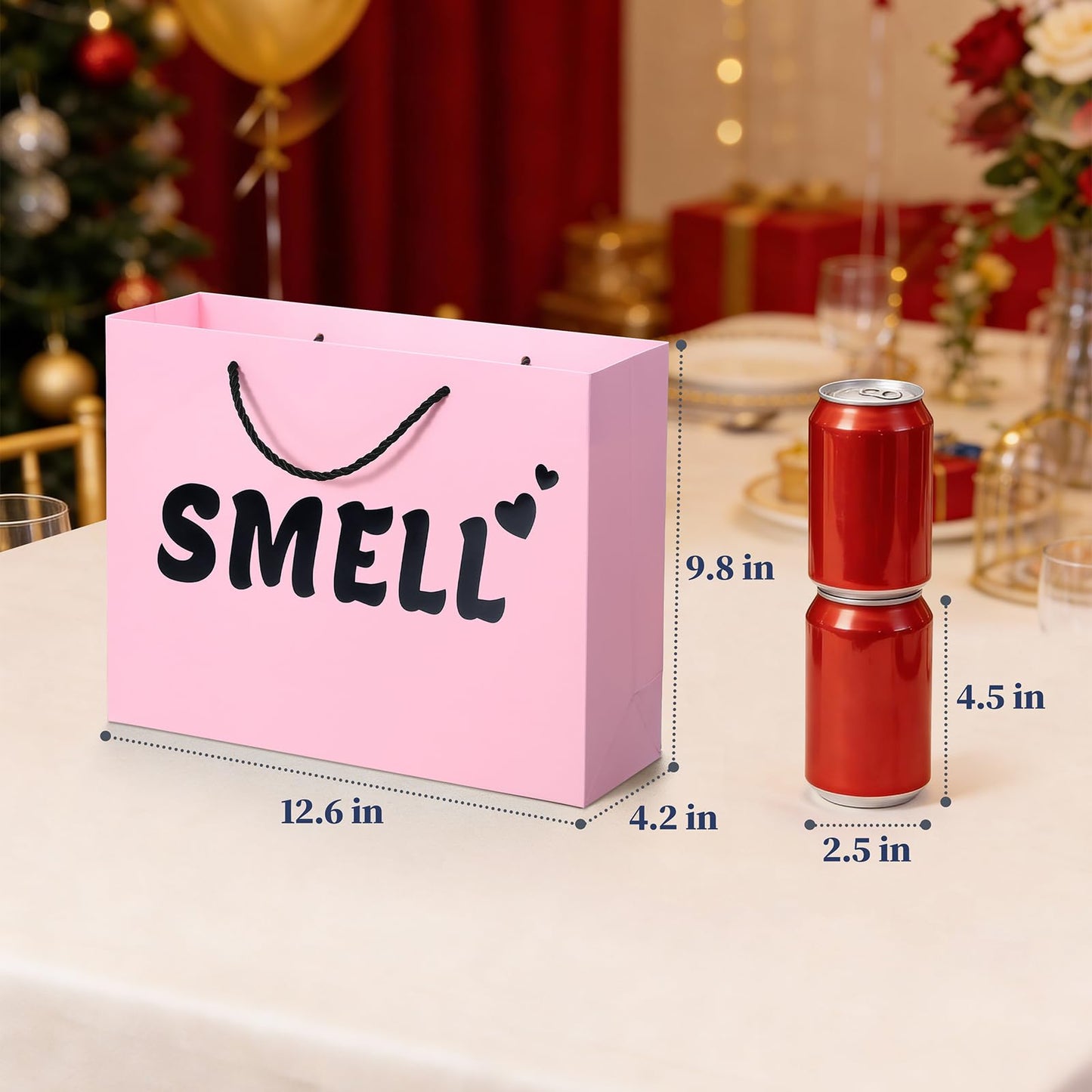 5 Senses Gift Bags for Him with Labels, 12.6"x 9.8"x 4.2" Gift Bag Tissue Paper Happy Birthday Decorations Kit with Banner, Balloons, Rose Petals, Card for Men, Women, Wedding, Valentine's Day