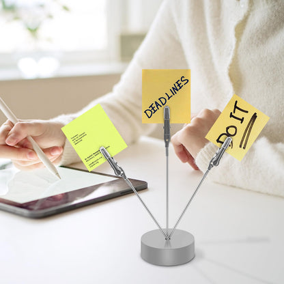 3 Pack Desktop Photo Tree Holder Clip Round Base, 3-Branch Gift Card Holder with Clips, Memo and Picture Display Clip Holder Stand for Wedding Party Photo Clip Holder Table Numbers Silver