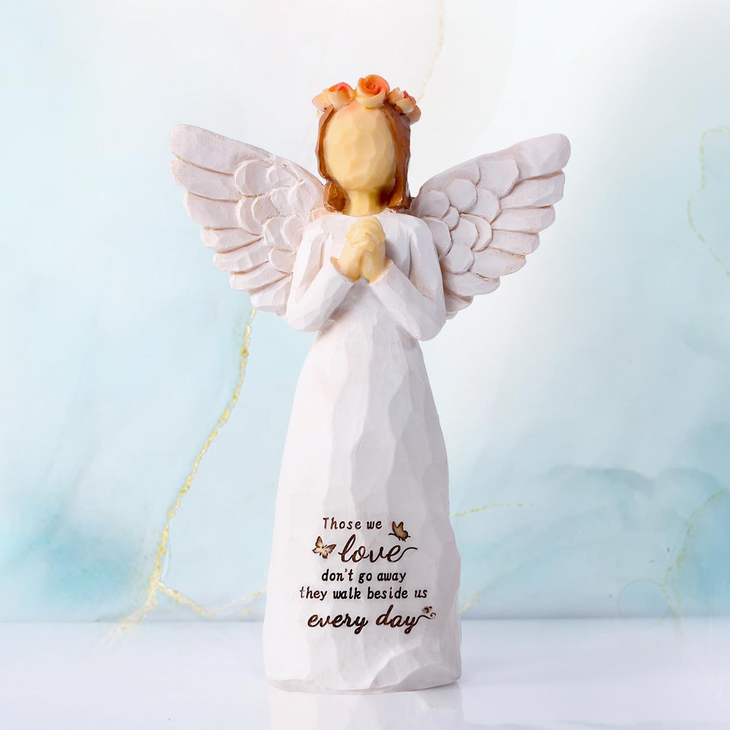 Kohehe Sympathy Gifts for Loss of Loved One, 5.12" Angel Sympathy Gift,Memorial Gift for Loss of Dad Mom Grandmother, Angel Figurine for Bereavement Remembrance Gifts (Sympathy-Figurine)
