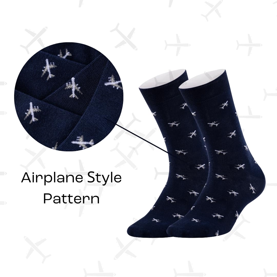 Airplane Socks - Funny Plane Socks - Funny Aeroplane Gift for Men - 1 Pair, Size 9-12