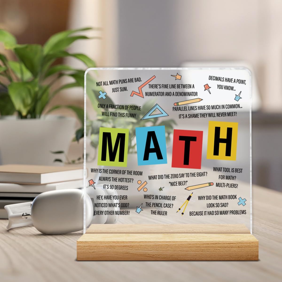 Math Teacher Gifts for Women Men, Gifts for Math Teacher Thank You Appreciation Retirement Back to School, Clear Acrylic Desk Decorative Sign Decor
