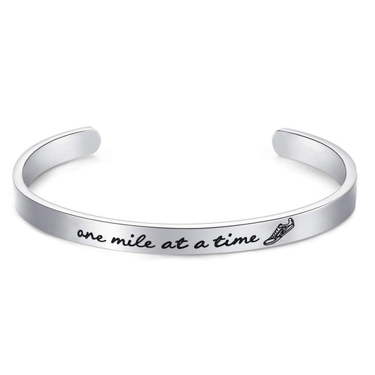 LParkin Marathon Runner's Bracelet - Endurance-Tested Stainless Steel Running Jewelry for Women & Men | Track & Field Gifts with Inspirational Mantra Engraving