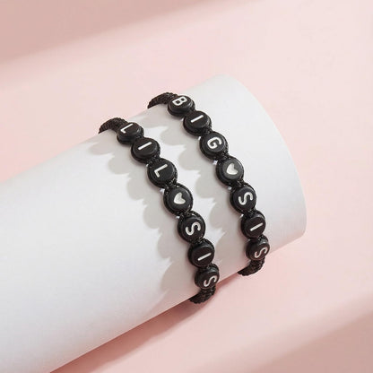 Matching Heart Bracelet Set for 2,3 Big Sis Little Sis Sisters Handmade Braid Adjustable Bracelet Set for 2 BFF Friends Bracelets Gift for Women Teens.