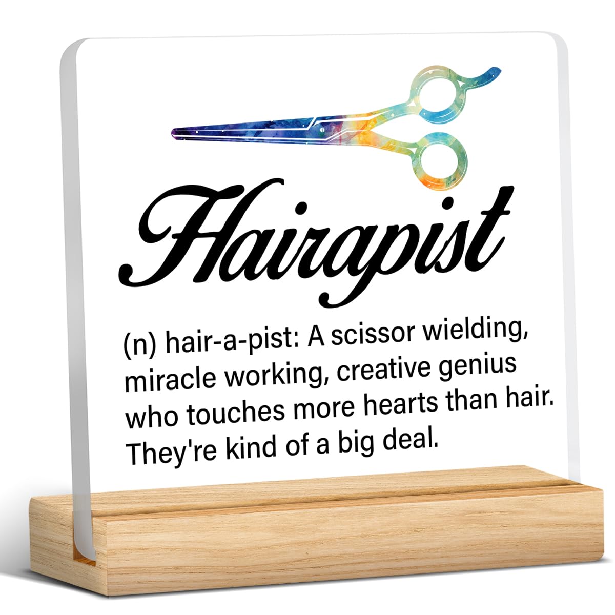 Best Hair Stylist Gift - Hairapist Definition Acrylic Desk Sign Decor for Women Men