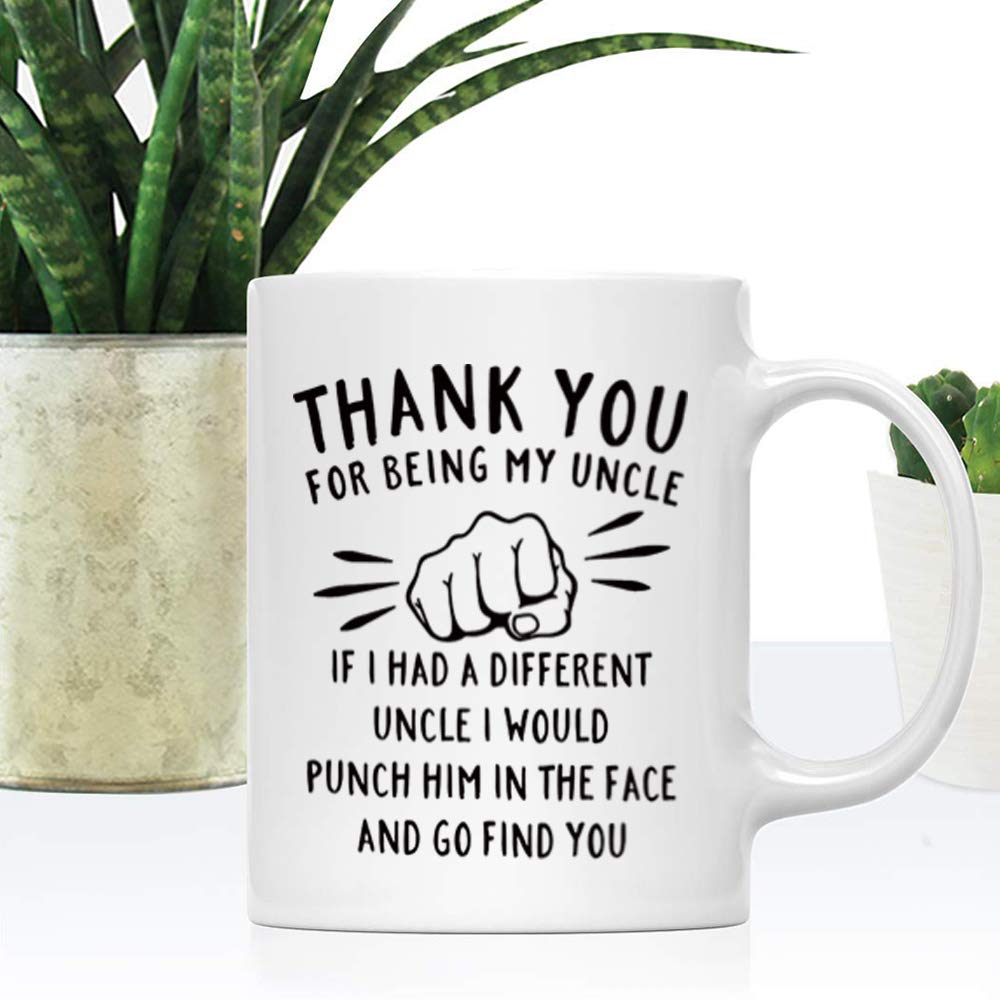 DQG CVT Best Uncle Gift - Thank You for Being My Uncle Funny Coffee Mug - Gag Gifts For Uncles - Cool Fathers Day Birthday Christmas Gift Ideas From Niece Nephew - Uncle's Novelty Tea Cup 11oz White