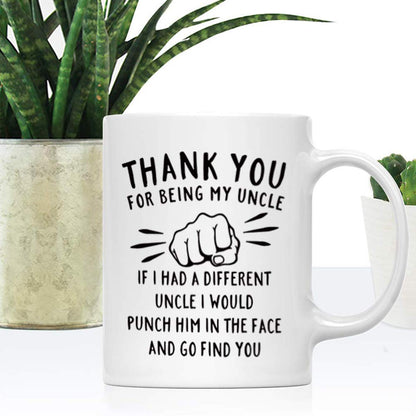 DQG CVT Best Uncle Gift - Thank You for Being My Uncle Funny Coffee Mug - Gag Gifts For Uncles - Cool Fathers Day Birthday Christmas Gift Ideas From Niece Nephew - Uncle's Novelty Tea Cup 11oz White