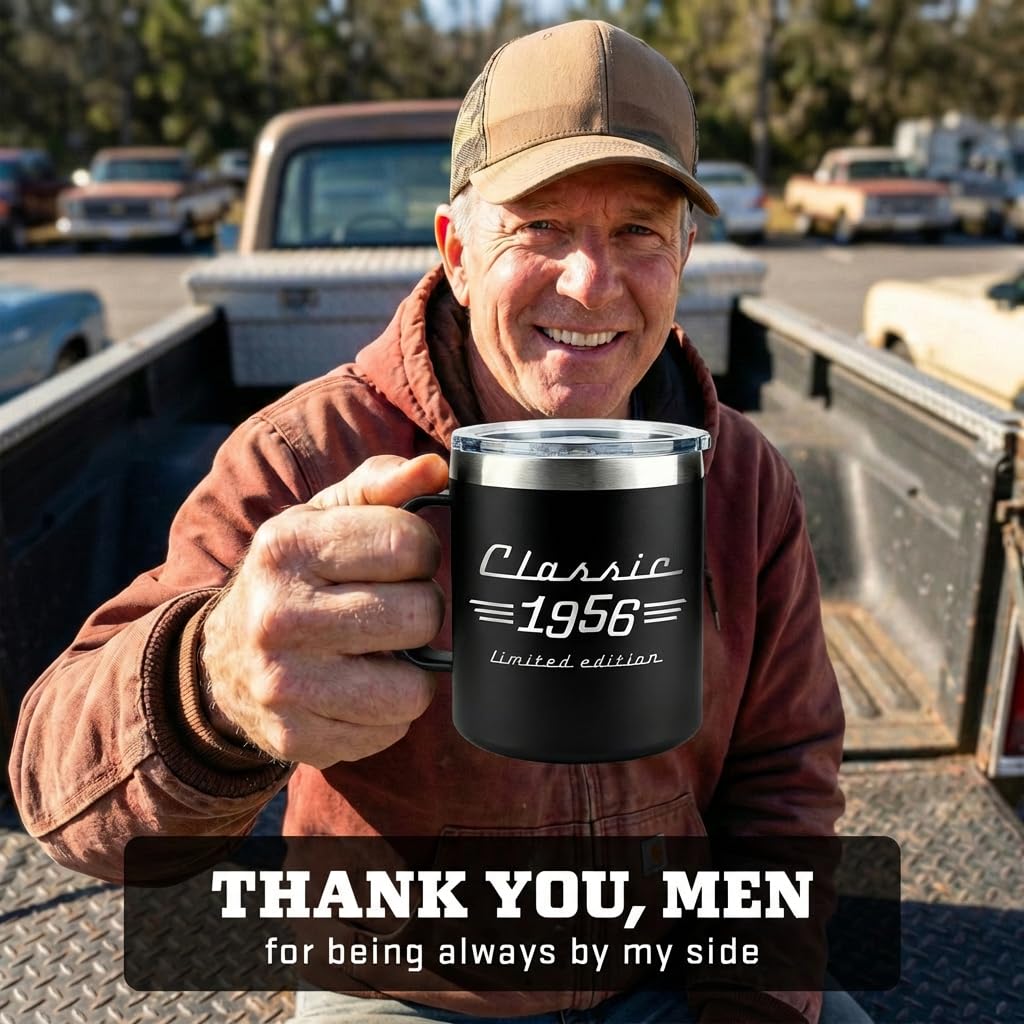 70th Birthday Gifts for Men, Dad - Mens Birthday Gift Ideas, Dad Birthday Gift, mens Gifts Ideas - Funny, Gag Gifts for Men - 1956 Birthday Gifts for Men Mug 14Oz Stainless Steel