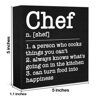 Chef Decor Chef Definition Wooden Box Sign for Home Kitchen Dinner Room Shelf Wall Decor, Cooking Gifts for Chefs Pastry Baker Culinary Student Teacher Cooking Lovers