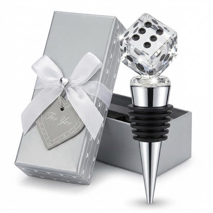 Crystal Dice Wine Stopper - Perfect Bunco Party Gift, Prize or Bunco Party Favors for the Entire Group.