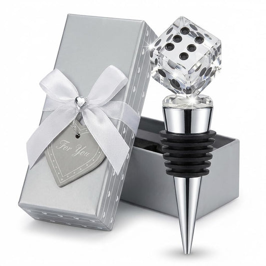 Crystal Dice Wine Stopper - Perfect Bunco Party Gift, Prize or Bunco Party Favors for the Entire Group.
