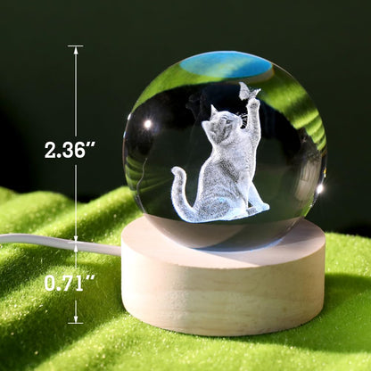 Cat Lover Gifts for Women 3D Cat Crystal Ball Themed Gift Mom Birthday Kitty Laddy Gift for Christmas Mothers Day