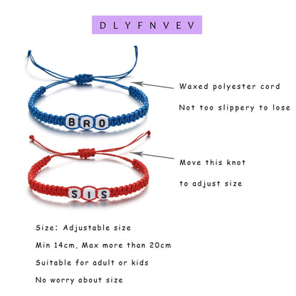 Fathers Day Birthday Christmas Dad Mom Brother Sister Bracelet Adjustable Handmade String Bracelet Gifts (Adjustable size - suitable for 14cm-20cm wrist length)