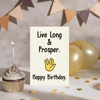Movie Birthday Card for Men Women, Funny Space Travel Birthday Card for Him & Her, Happy Birthday-Live Long and Prosper