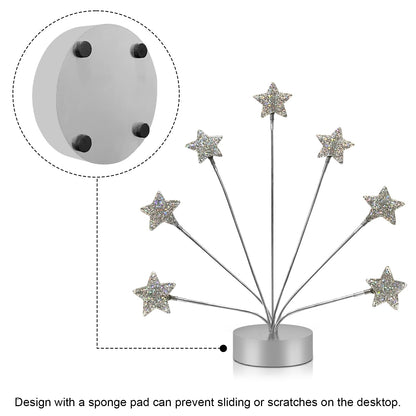 7-Branch Family Desktop Photo Tree Holder Clip Round Base, Card Picture and Memo Desk Frame Display Stand for Wedding Party Christmas Photo Clip Holder Table Numbers (Stars)