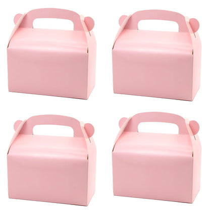 30-Pack Pink Party Favor Treat Boxes, Goodie Boxes, Gable Paper Gift Boxes with Handles. Perfect for Princess Pink Party and Baby Shower Decoration Supplies.