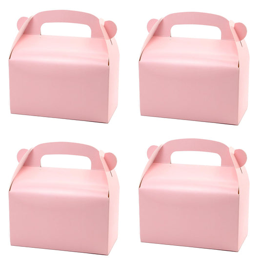 30-Pack Pink Party Favor Treat Boxes, Goodie Boxes, Gable Paper Gift Boxes with Handles. Perfect for Princess Pink Party and Baby Shower Decoration Supplies.