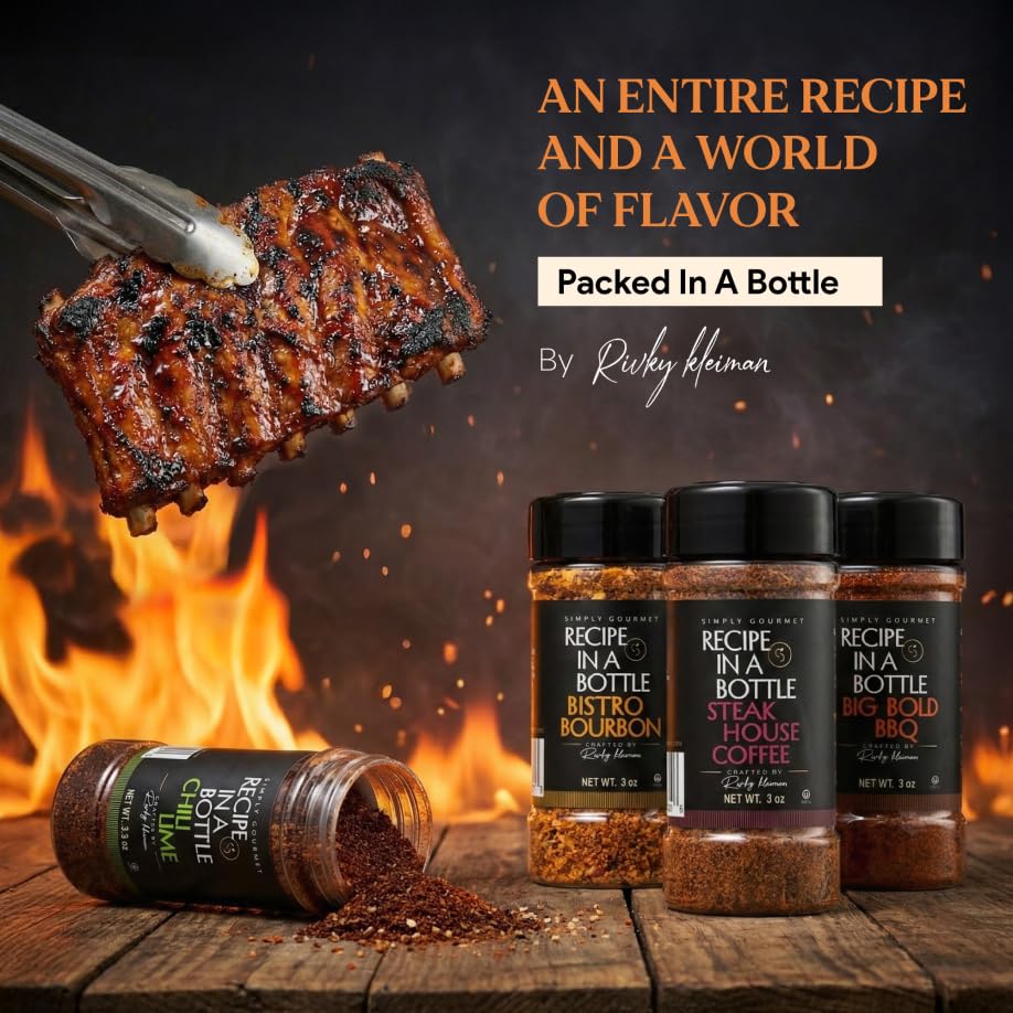 Spice Box Gift Set 5x 3oz Bottles | Premium Blends With Recipe Cards | Best Gift for Foodies | Recipe in a Bottle | Miniature Cooking Adventure in a Box | Simply Gourmet by Rivky Kleiman (Packaging may Vary)