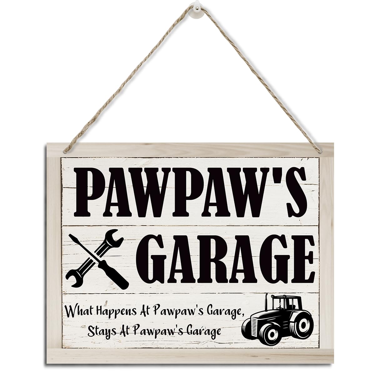 Rustic Pawpaw Wood Sign - Hanging Wall Plaque Decor for Farmhouse & Funny Garage - Father's Day Gift