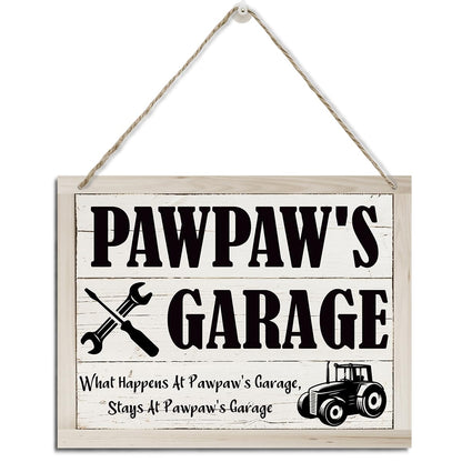 Rustic Pawpaw Wood Sign - Hanging Wall Plaque Decor for Farmhouse & Funny Garage - Father's Day Gift