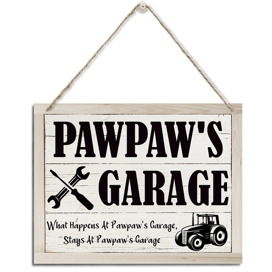 Rustic Pawpaw Wood Sign - Hanging Wall Plaque Decor for Farmhouse & Funny Garage - Father's Day Gift
