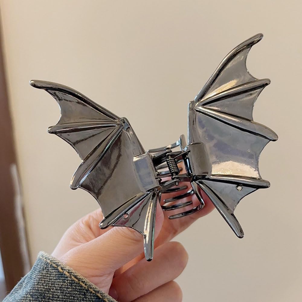 Halloween Bat Hair Claw Clips - Black Bat Wing Shape Hair Clips Gothic Halloween Hair Decoration for Women Thick or Thin Hair Accessories Metal Clamp Clips No-Slip Hair Barrette Clip for Hair Styling