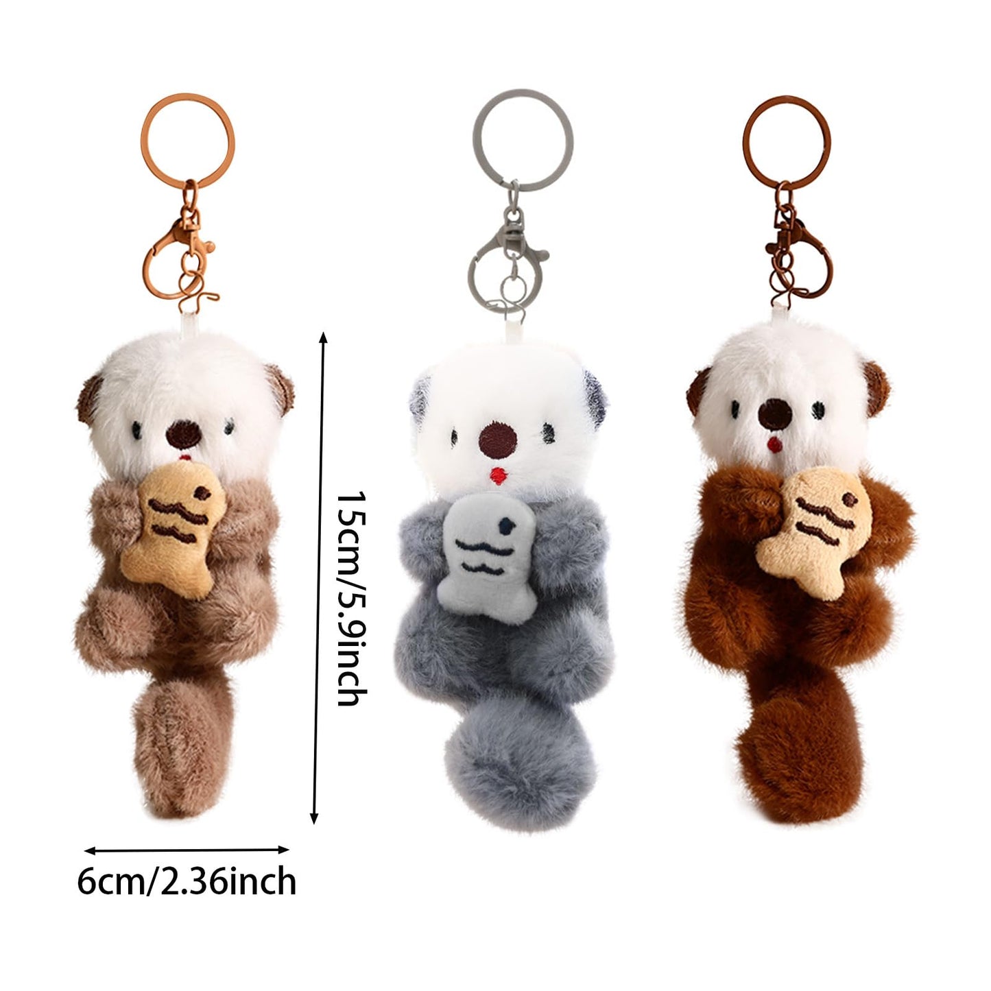 Plush Keychain Otter Charm for Women Teens & Animal Lovers | for Handbags Purses Backpacks & Car Keys | Birthday Gift
