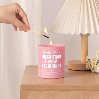 Afterprints New Beginnings Scented Candle 10oz, Divorce Breakup Gifts for Women, Inspirational, Encouragement & Cheer Up Gifts for Friends, Coworkers, Graduation, Promotion, Housewarming