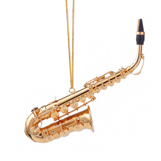 4.72" Brass String Miniature Saxophone Hanging Ornament Mini Musical Instrument Saxophone Replica Christmas Tree Display Ornament Home Decoration Model Birthday Gifts (4.72" Alto Saxophone)