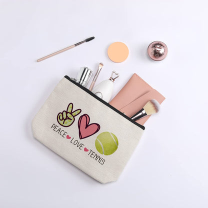 Tennis Gifts Pouch Bag Inspirational Gifts for Women, Gift for Tennis Lovers Players Birthday Gift for Coach Best Friend Sister Peace Love