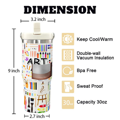 Art Teacher Gifts 30 Oz Art Teachers Insulated Tumbler Cup Teacher Appreciation Gifts For Women Men Travel Mug With Straw And Handle