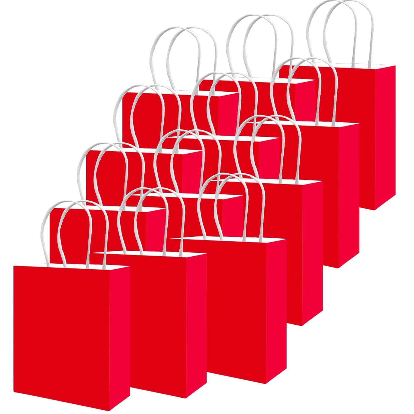 qiqee 100PCS Gift Bag with Handles Bulk Red Paper Bags Multiple Uses (8.3"x3"x6"inch Small Size)